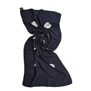 THE AFRICAN VILLAGE Navy Blue Ornament Exclusive Rectangular Scarf